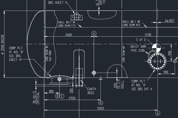 Pressure vessel CAD drawing — AutoCAD